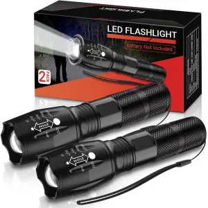 LED Flashlight, 2Pack (Battery Not Included)