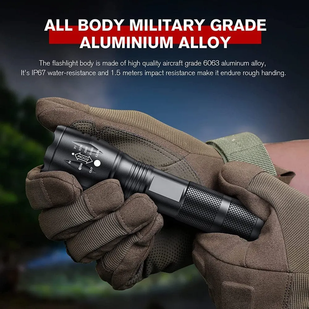LED Flashlight, 2Pack (Battery Not Included)