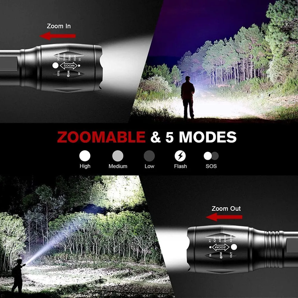 LED Flashlight, 2Pack (Battery Not Included)