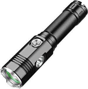 LED Flashlight, IP44 Water Resistant Super Bright Heavy Duty Metal Body Zoomable 4 Light Modes for Camping Outdoors Emergency Camping Cycling Hiking
