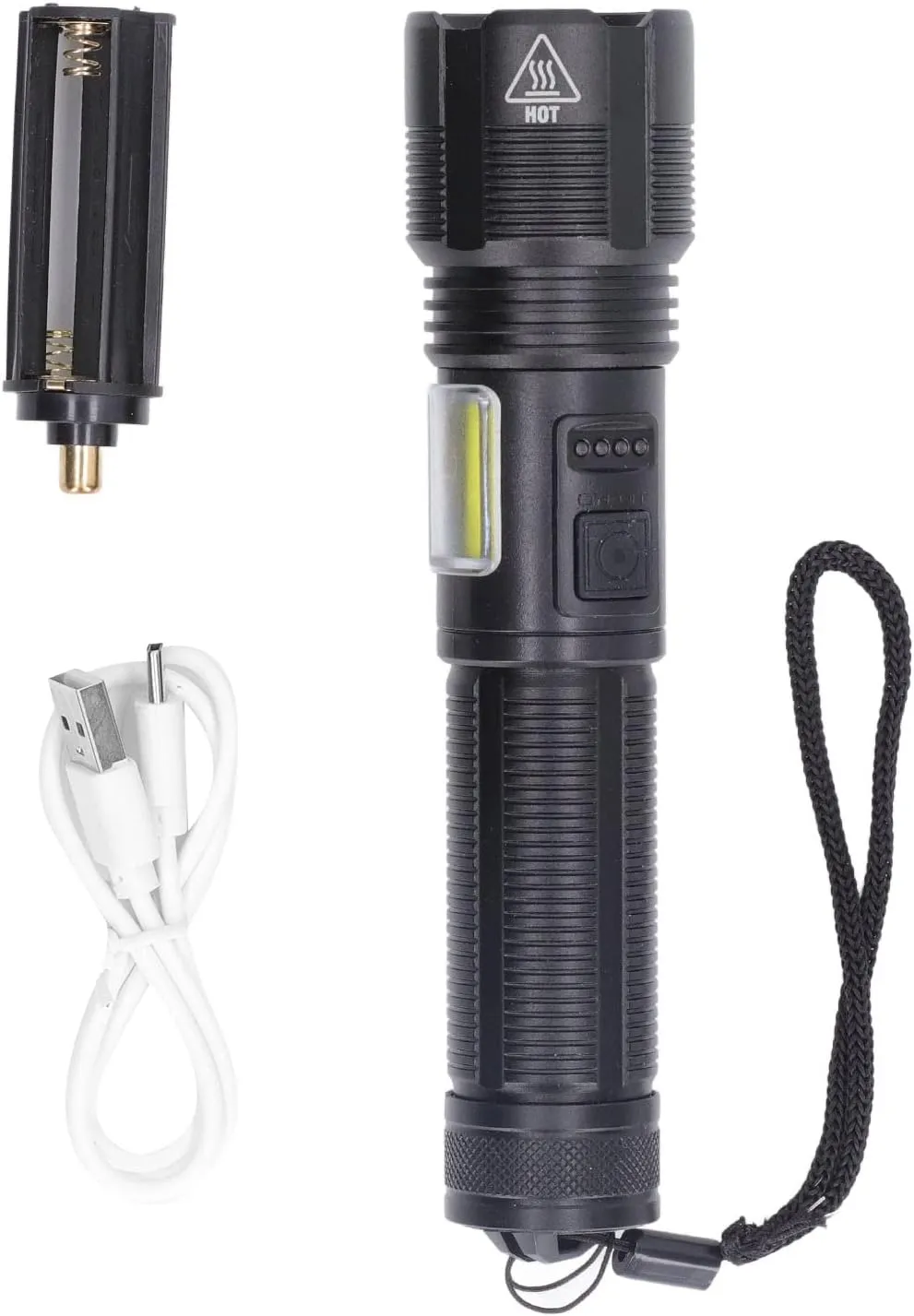LED Flashlight USB Charging High Light IPX4 Zoomable Handheld Flash Light for Emergency Camping Hiking Biking