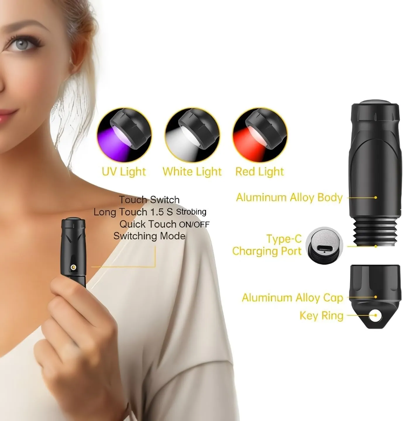 LED Flashlights High Lumens - Mini Flashlights for Camping, Hiking, Walking - Powerful Emergency Flashlights with 4 Modes for Outdoor Use Bright Flashlight Handheld