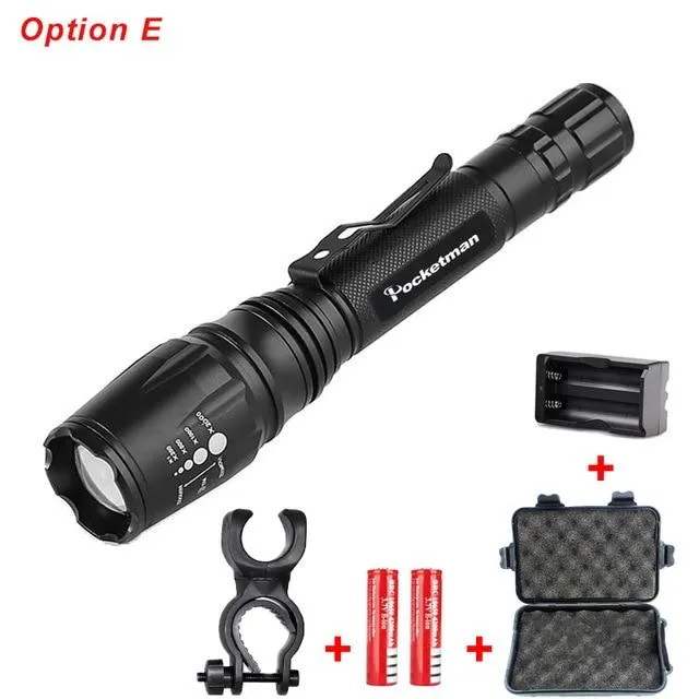 LED Flashlights Torch 7000LM XM-L2 zoomable led torch For 2x18650 batteries aluminum bicycle flashlight light tactical