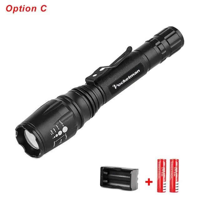 LED Flashlights Torch 7000LM XM-L2 zoomable led torch For 2x18650 batteries aluminum bicycle flashlight light tactical