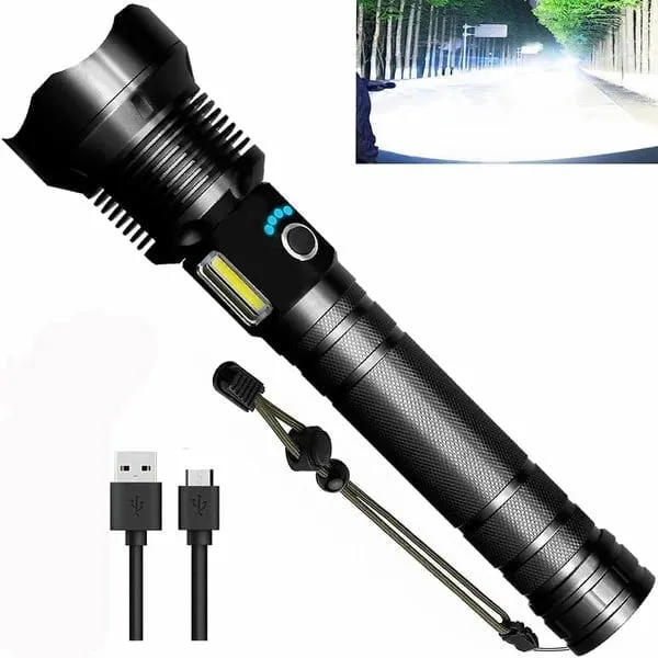 LED Rechargeable Tactical Laser Flashlight 90000 High Lumens-unitmotor™