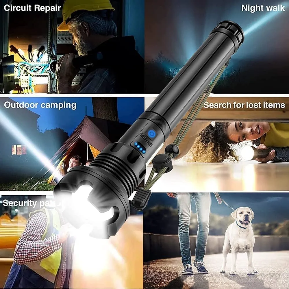 LED Rechargeable Tactical Laser Flashlight 90000 High Lumens-unitmotor™