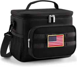 Lifewit Tactical Lunch Box for Men, Insulated Lunch Bag, 9L 12Can, Black