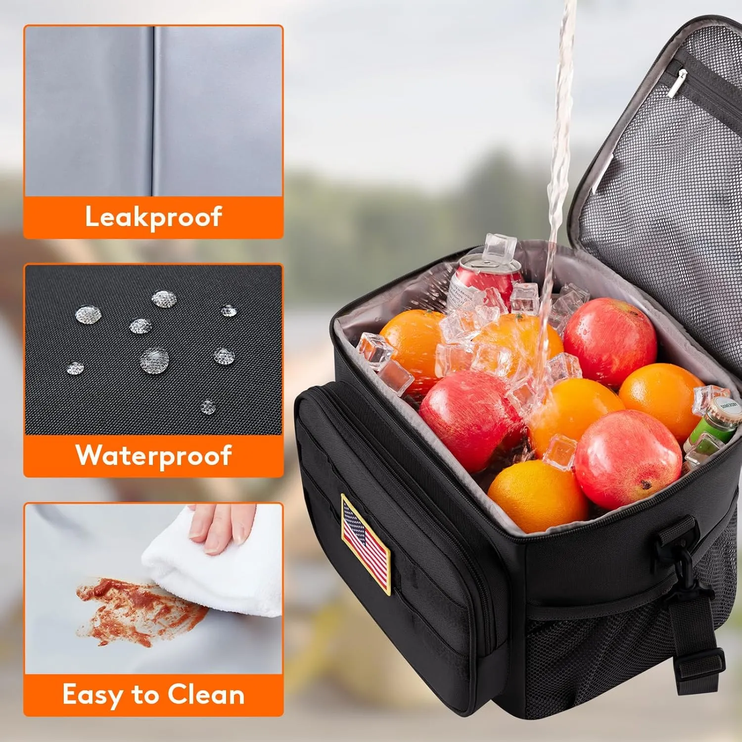 Lifewit Tactical Lunch Box for Men, Insulated Lunch Bag, 9L 12Can, Black