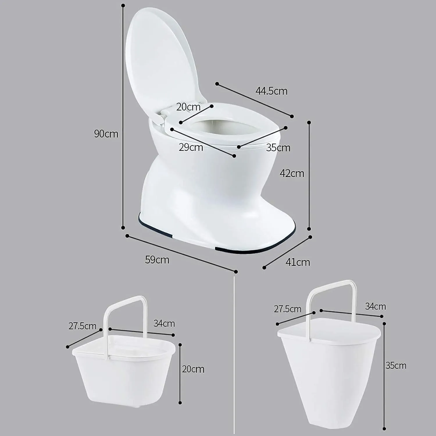 Lightweight Camping Toilet with Seat, Mobile Commode Home Toilet, for Camping Pool Caravan Picnic & Festivals,1 Hollow Bucket
