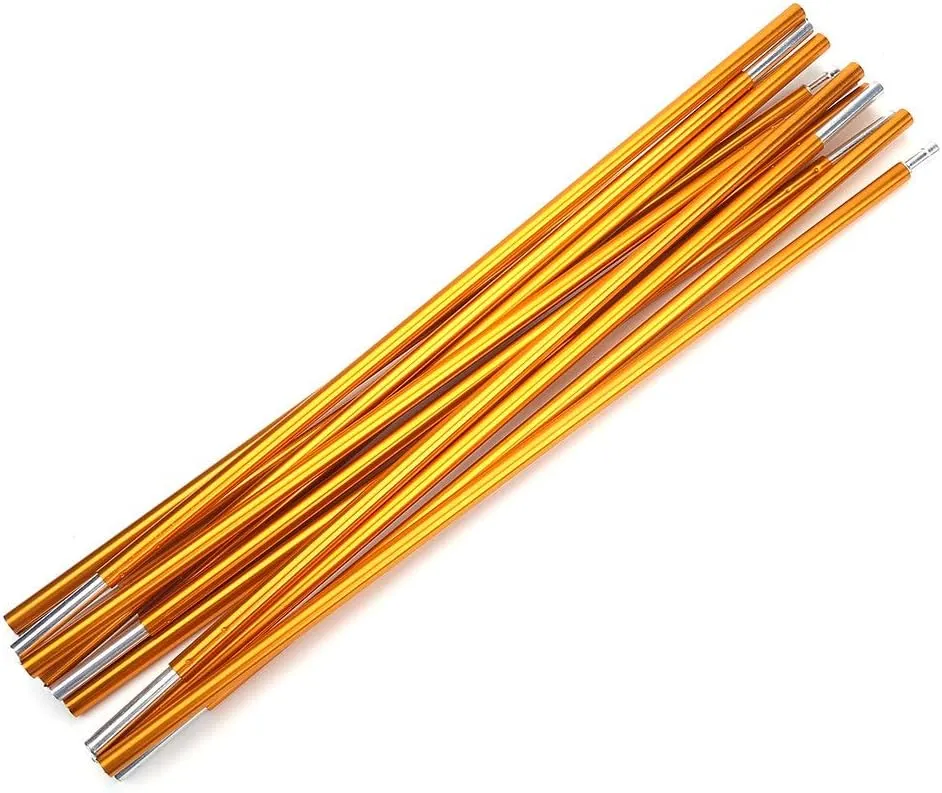 Lightweight, Solid, Wind Resistant 2Pcs Aluminum Alloy Tent Poles, Great for Camping, Hiking, Traveling. Easy Installation & Storage with 12 Sections, Elastic Rope. Qualitified