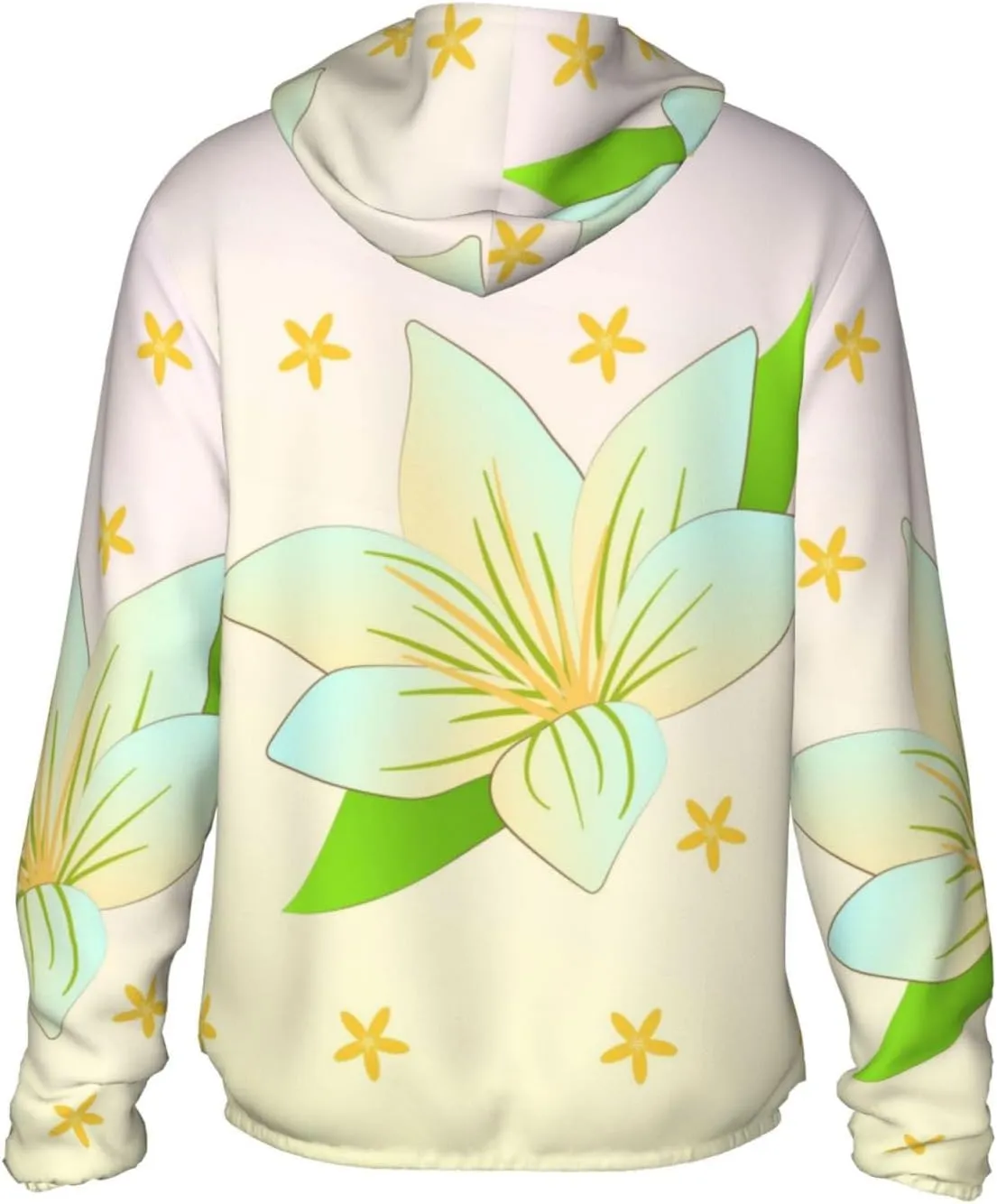 Lightweight UV Protection Sun Jacket, Blooming Daffodils Print Sportswear Hooded Sunblock Shirt for Outdoor