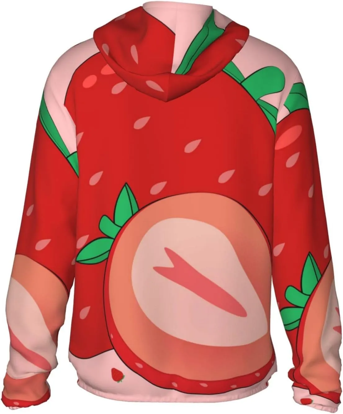 Lightweight UV Protection Sun Jacket, cartoon strawberry Print Sportswear Hooded Sunblock Shirt for Outdoor