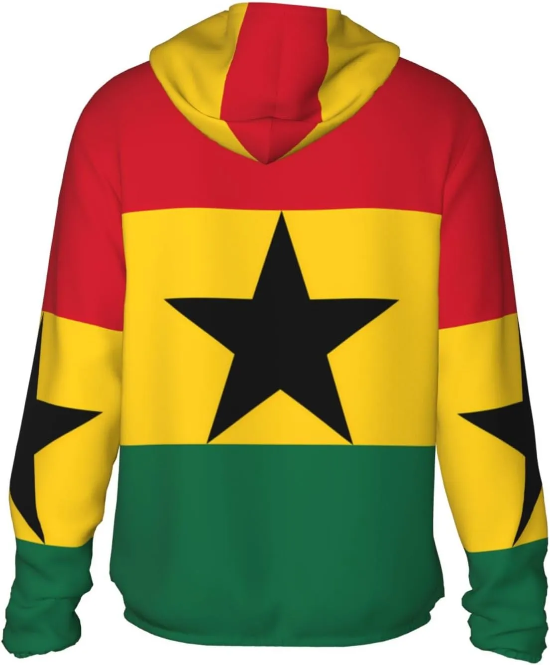 Lightweight UV Protection Sun Jacket, Flag of Ghana Print Sportswear Hooded Sunblock Shirt for Outdoor