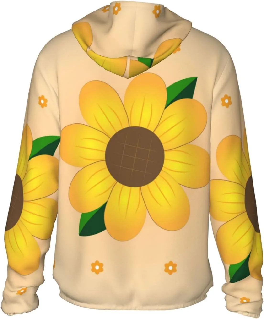 Lightweight UV Protection Sun Jacket, Golden Sunflower Print Sportswear Hooded Sunblock Shirt for Outdoor