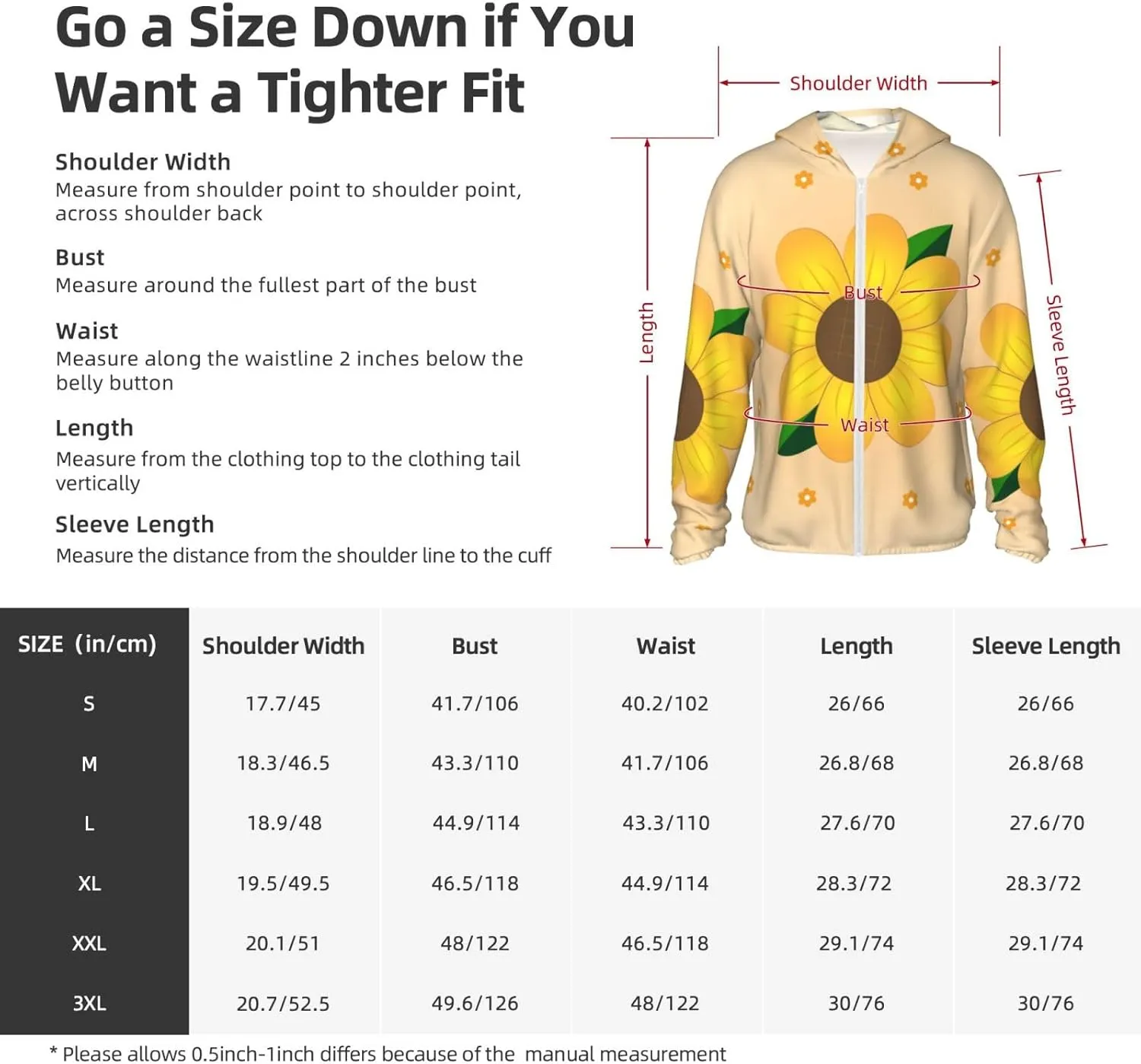 Lightweight UV Protection Sun Jacket, Golden Sunflower Print Sportswear Hooded Sunblock Shirt for Outdoor