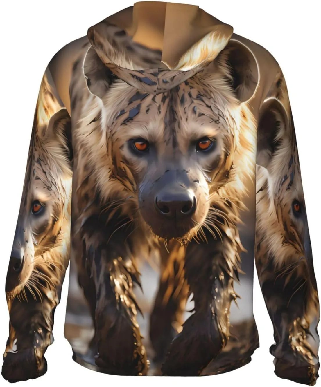 Lightweight UV Protection Sun Jacket, Lone Hyena Print Sportswear Hooded Sunblock Shirt for Outdoor
