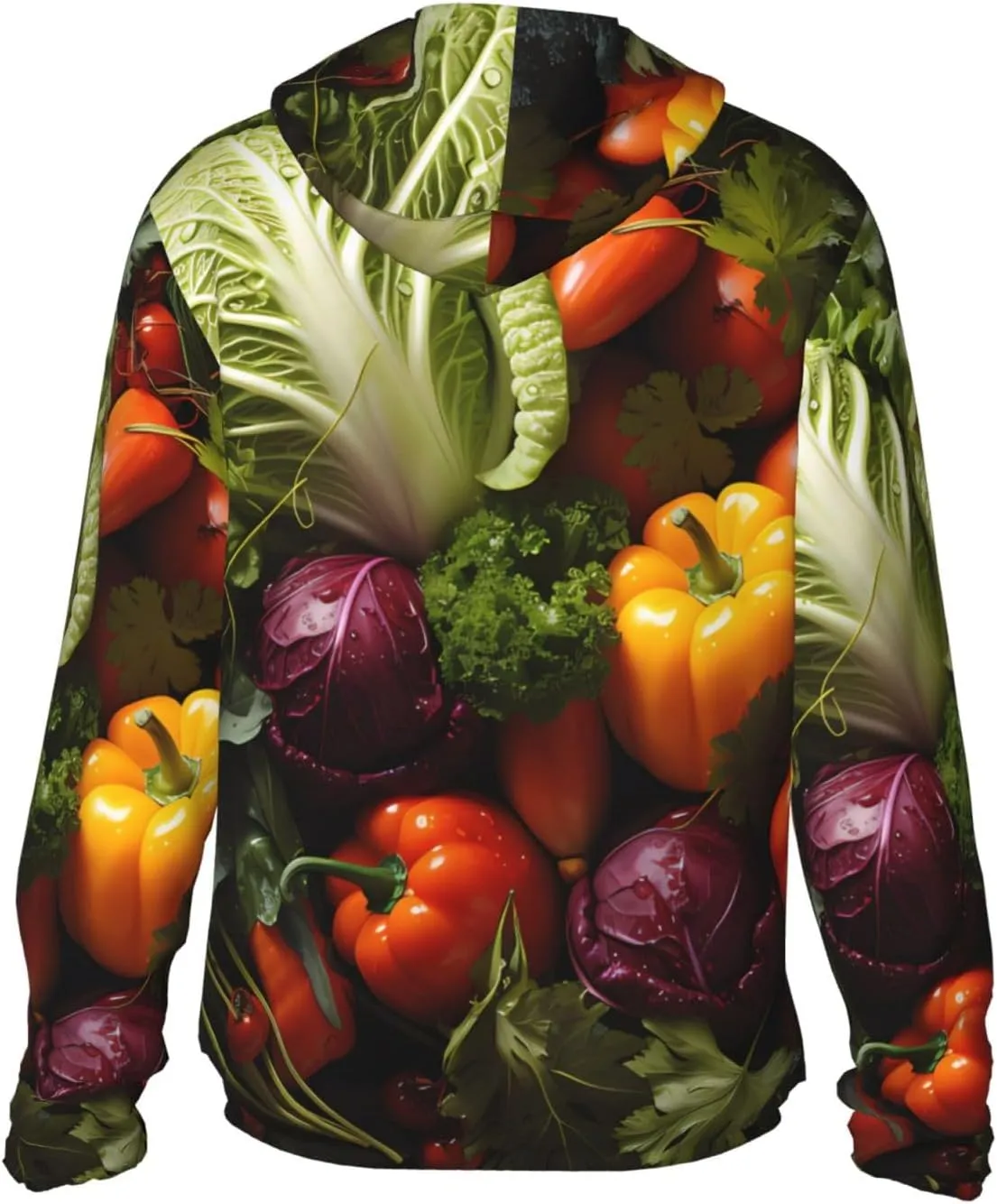 Lightweight UV Protection Sun Jacket, Lots of fresh vegetables Print Sportswear Hooded Sunblock Shirt for Outdoor