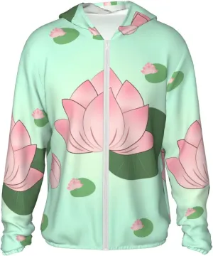 Lightweight UV Protection Sun Jacket, Lotus Waiting to Bloom Print Sportswear Hooded Sunblock Shirt for Outdoor