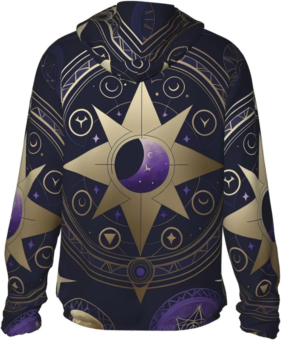 Lightweight UV Protection Sun Jacket, Mystical Symbol Pattern Print Sportswear Hooded Sunblock Shirt for Outdoor