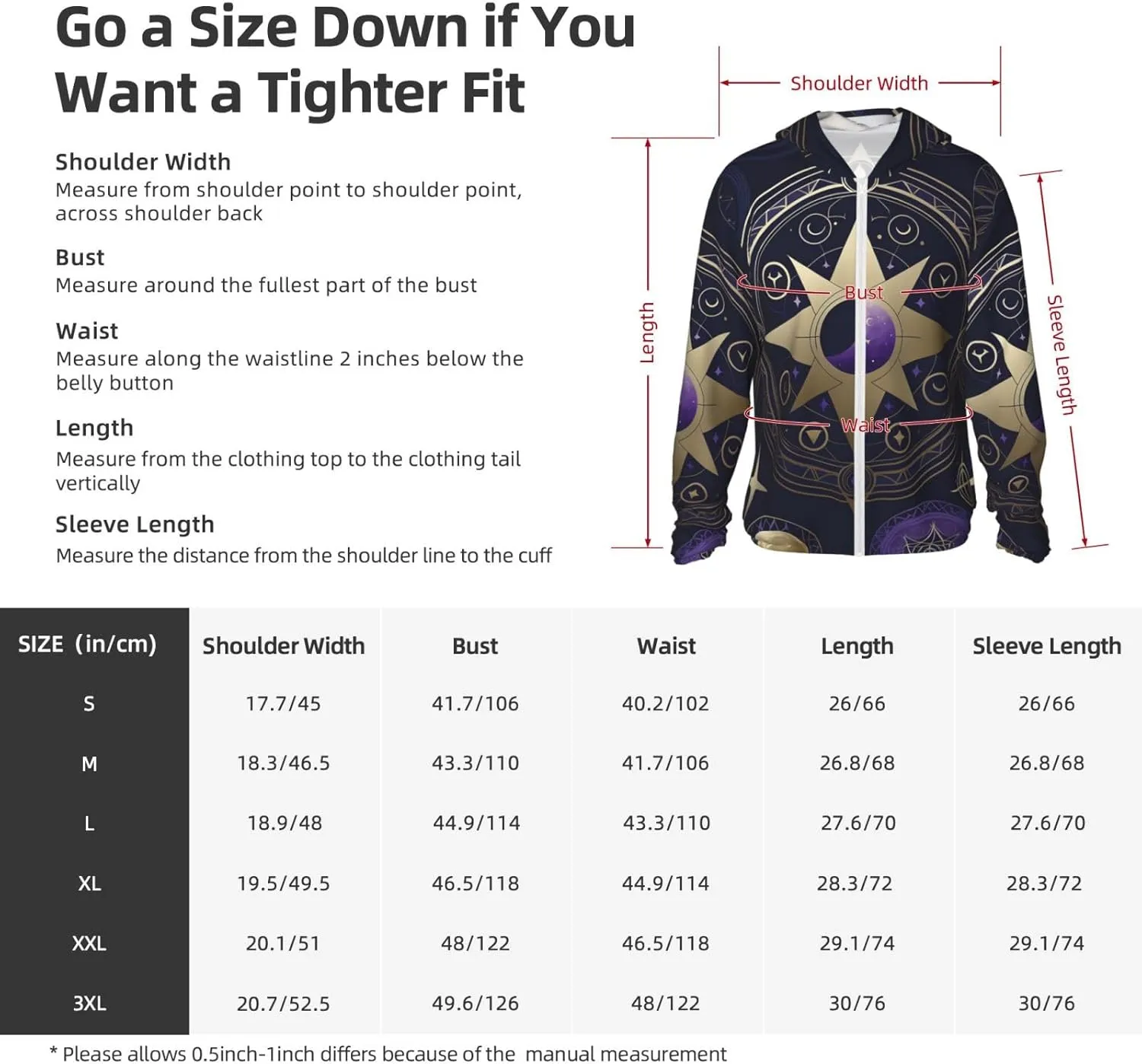 Lightweight UV Protection Sun Jacket, Mystical Symbol Pattern Print Sportswear Hooded Sunblock Shirt for Outdoor