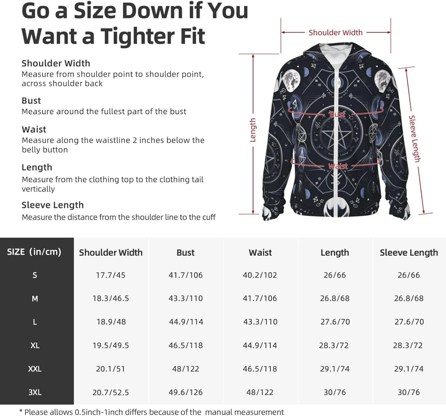 Lightweight UV Protection Sun Jacket, Mystical Symbol Words Print Sportswear Hooded Sunblock Shirt for Outdoor