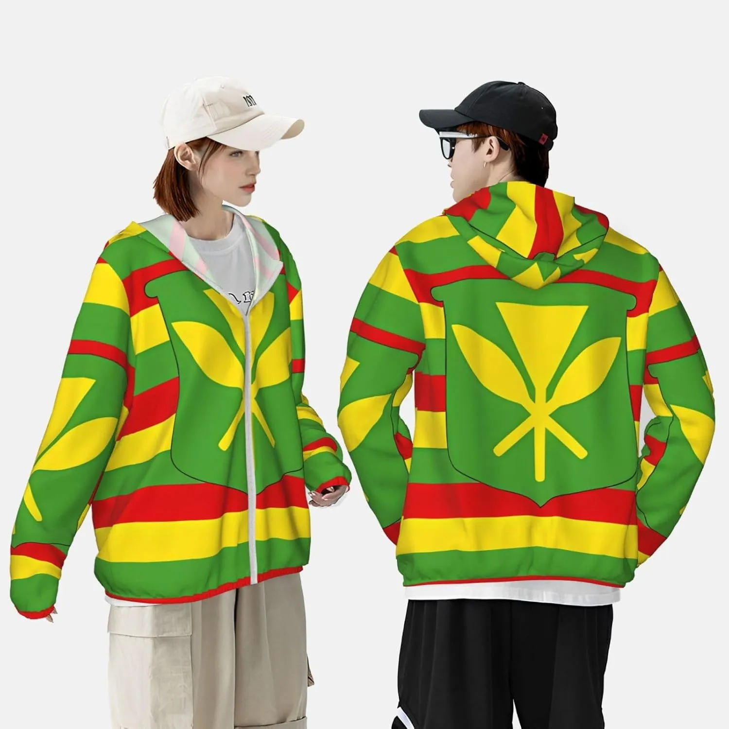 Lightweight UV Protection Sun Jacket, Native Hawaiian Flag Print Sportswear Hooded Sunblock Shirt for Outdoor