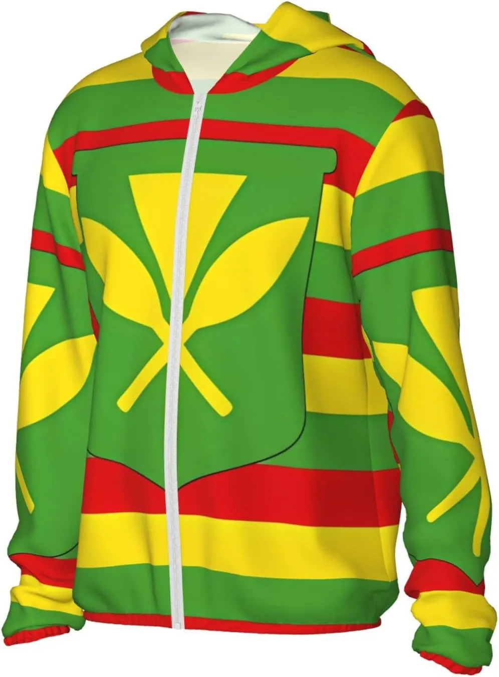 Lightweight UV Protection Sun Jacket, Native Hawaiian Flag Print Sportswear Hooded Sunblock Shirt for Outdoor