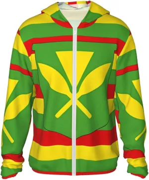 Lightweight UV Protection Sun Jacket, Native Hawaiian Flag Print Sportswear Hooded Sunblock Shirt for Outdoor