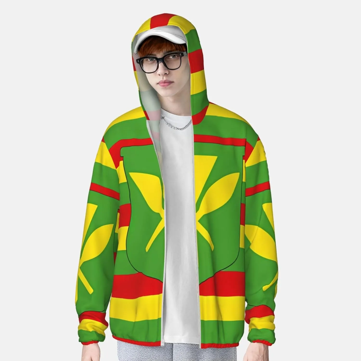 Lightweight UV Protection Sun Jacket, Native Hawaiian Flag Print Sportswear Hooded Sunblock Shirt for Outdoor