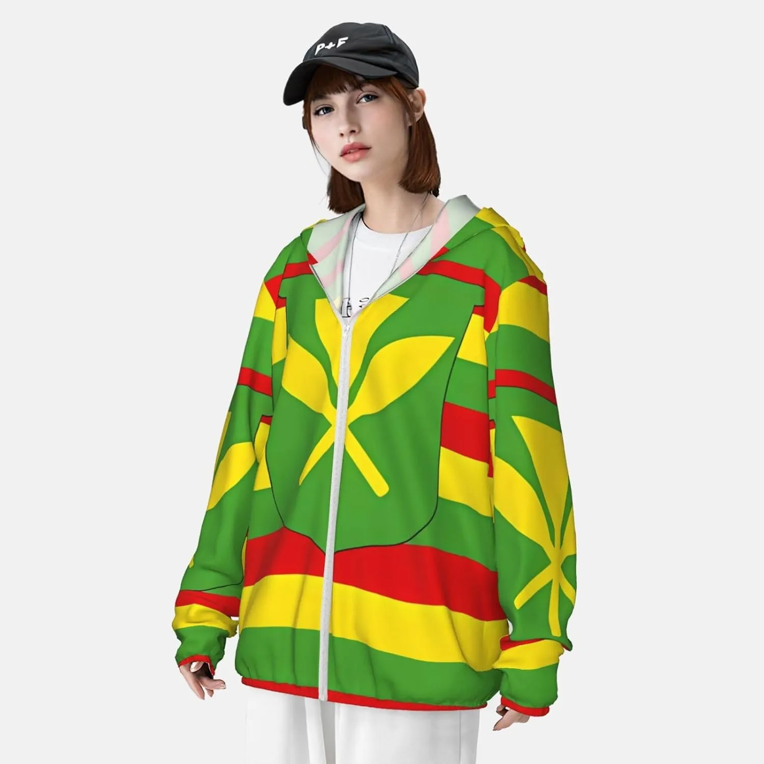 Lightweight UV Protection Sun Jacket, Native Hawaiian Flag Print Sportswear Hooded Sunblock Shirt for Outdoor