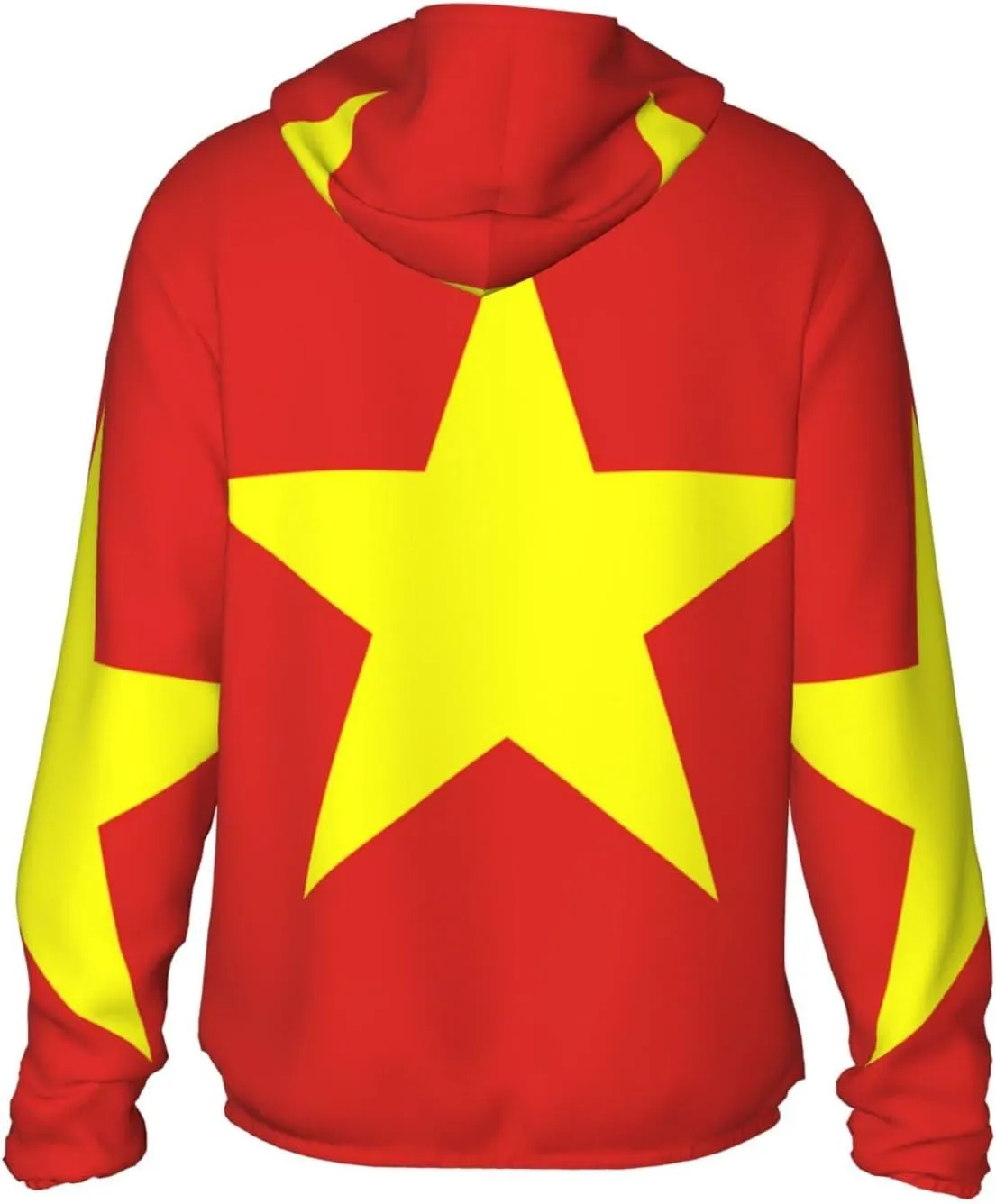 Lightweight UV Protection Sun Jacket, Vietnamese Flag Print Sportswear Hooded Sunblock Shirt for Outdoor