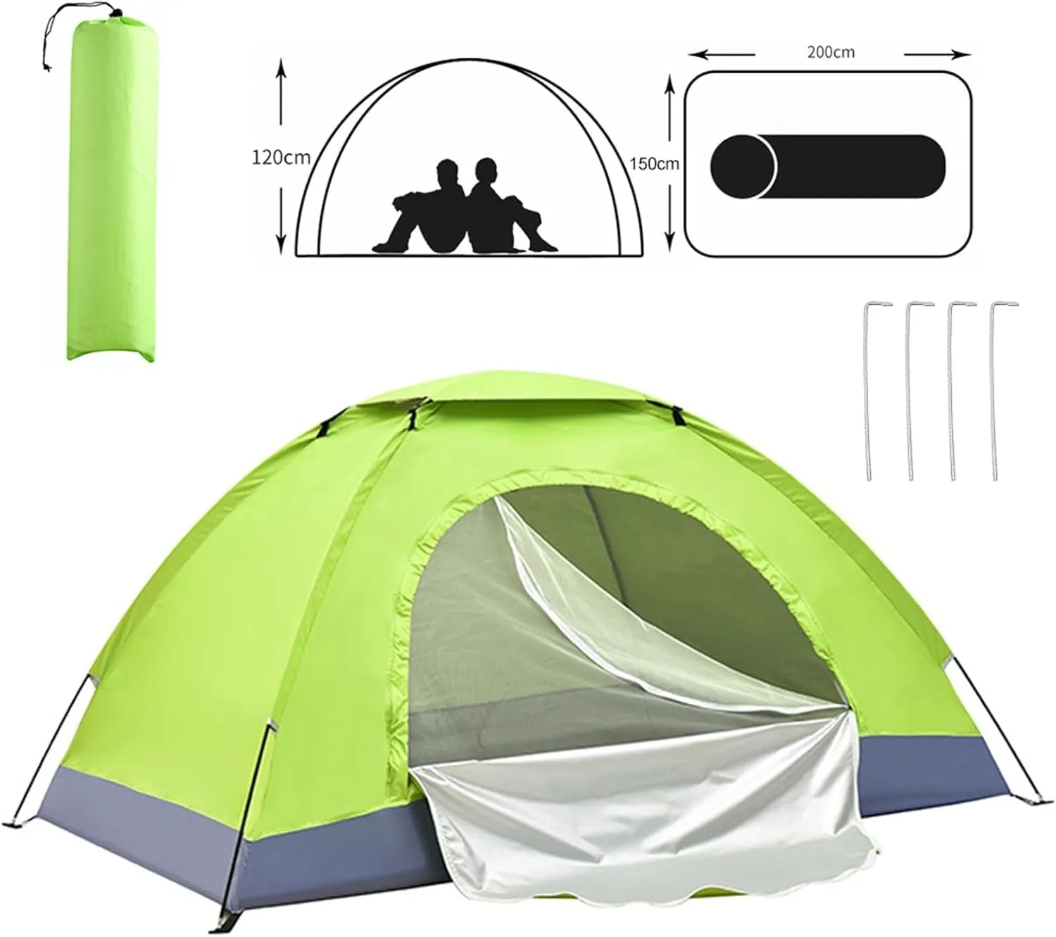Lightweight Waterproof Camping Tent with Carrying Bag Double Door Easy Setup Oxford Fabric Fiberglass Poles Ventilated Screen Options for 1 2 Person Outdoor Hiking Backpacking