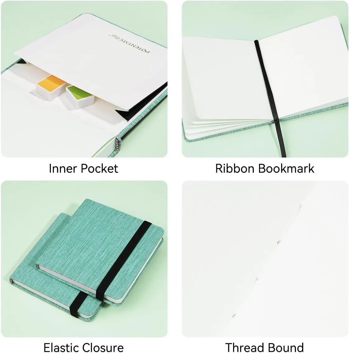 Lightwish Square Watercolor Journal,100% Cotton,300gsm/140lb,Acid-Free,24 Sheets Cold Press Watecolor Paper Sketchbook for Artists Adults Students,4.7 * 4.7 Inches