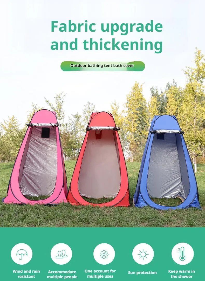 [lilaBelle]【-Season Privacy Shelter】 Thickened Portable Outdoor Tent with Iron Frame & Windproof Design, Instant Pop-Up Changing Room for Camping Beach Hiking, Includes 4 Stakes & Storage Bag