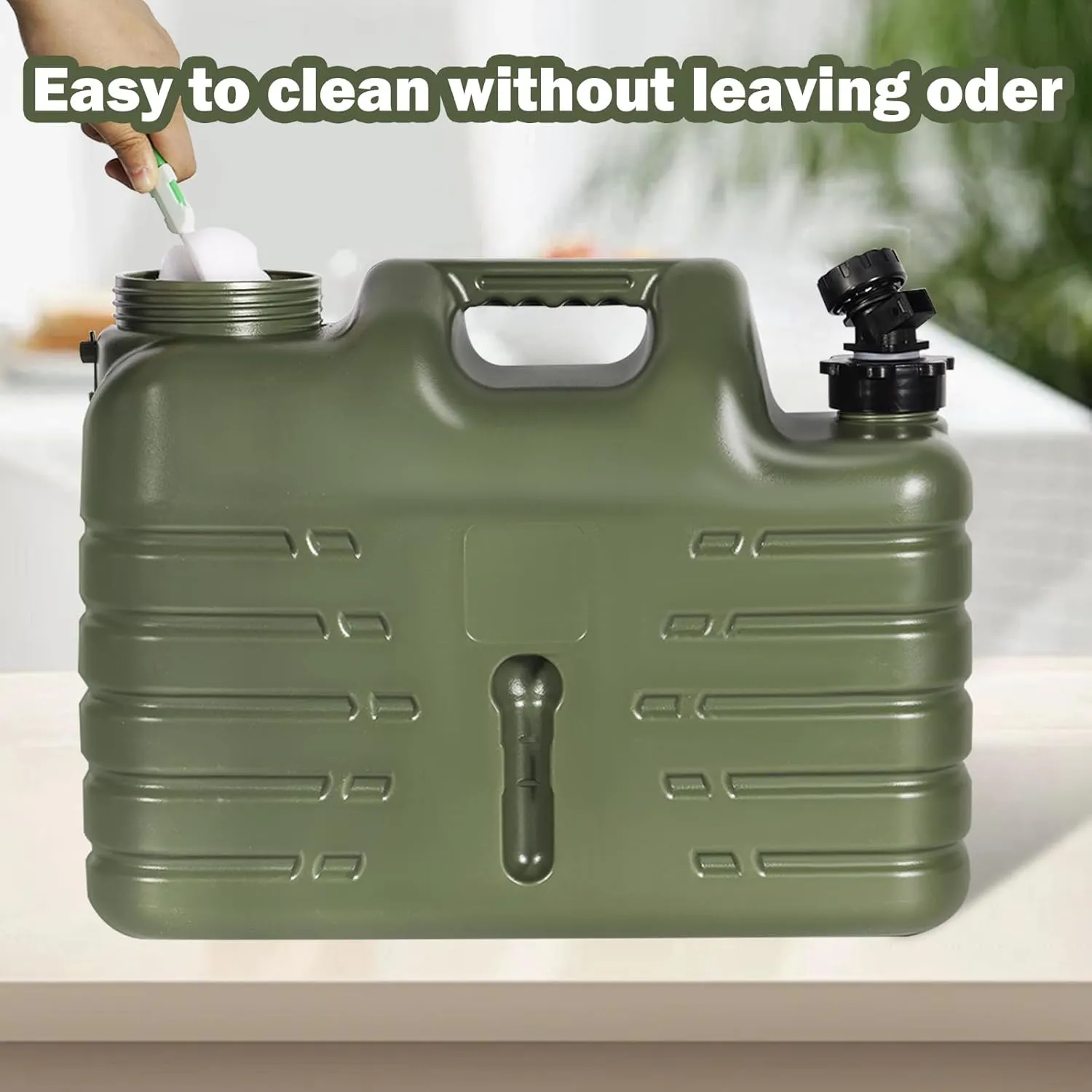 Lineslife Water Container with Spigot, 4 Gallon/15L Portable Water Storage, Camping Water Tank for Camping, Survival Gear and Supplies, Green