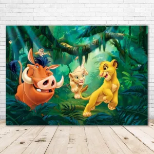 Lion King Backdrop for Photography 7x5 Jungle Safari Lion King Baby Shower Background for Boy Vinyl Happy Birthday Wild One Themed Backdrops for Kids
