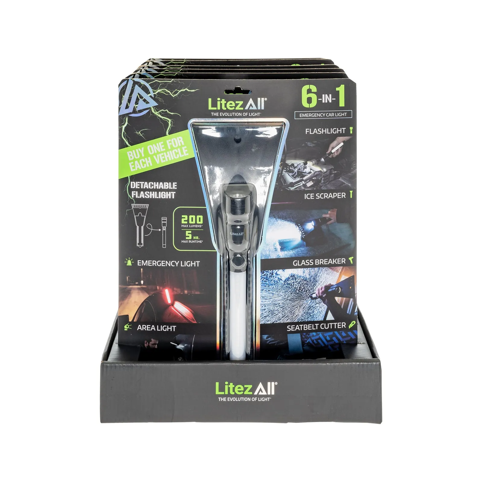 LitezAll Icy Light Ice Scraper with Removable Utility Flashlight