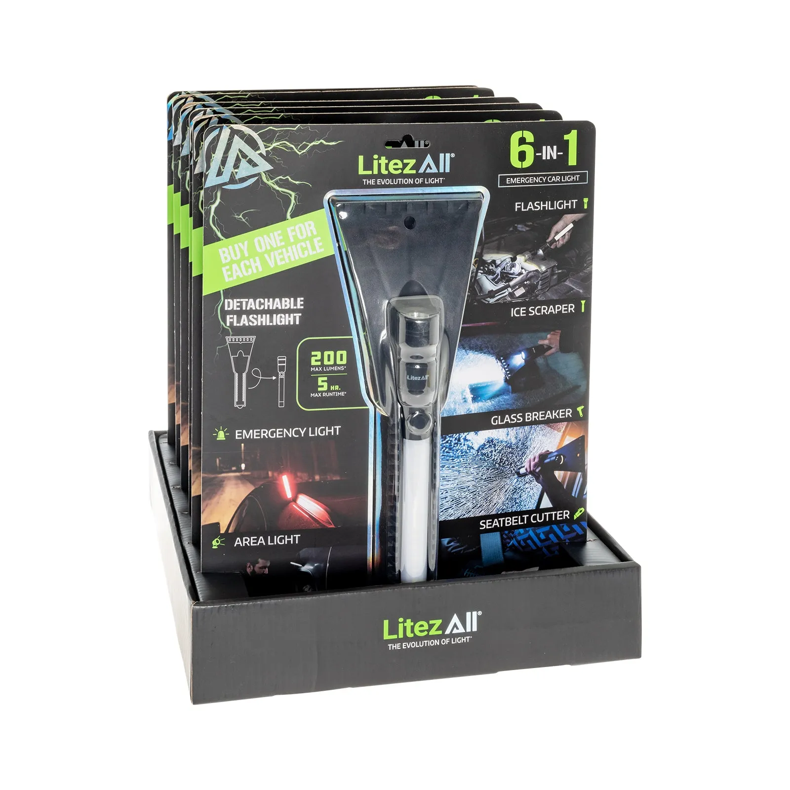 LitezAll Icy Light Ice Scraper with Removable Utility Flashlight