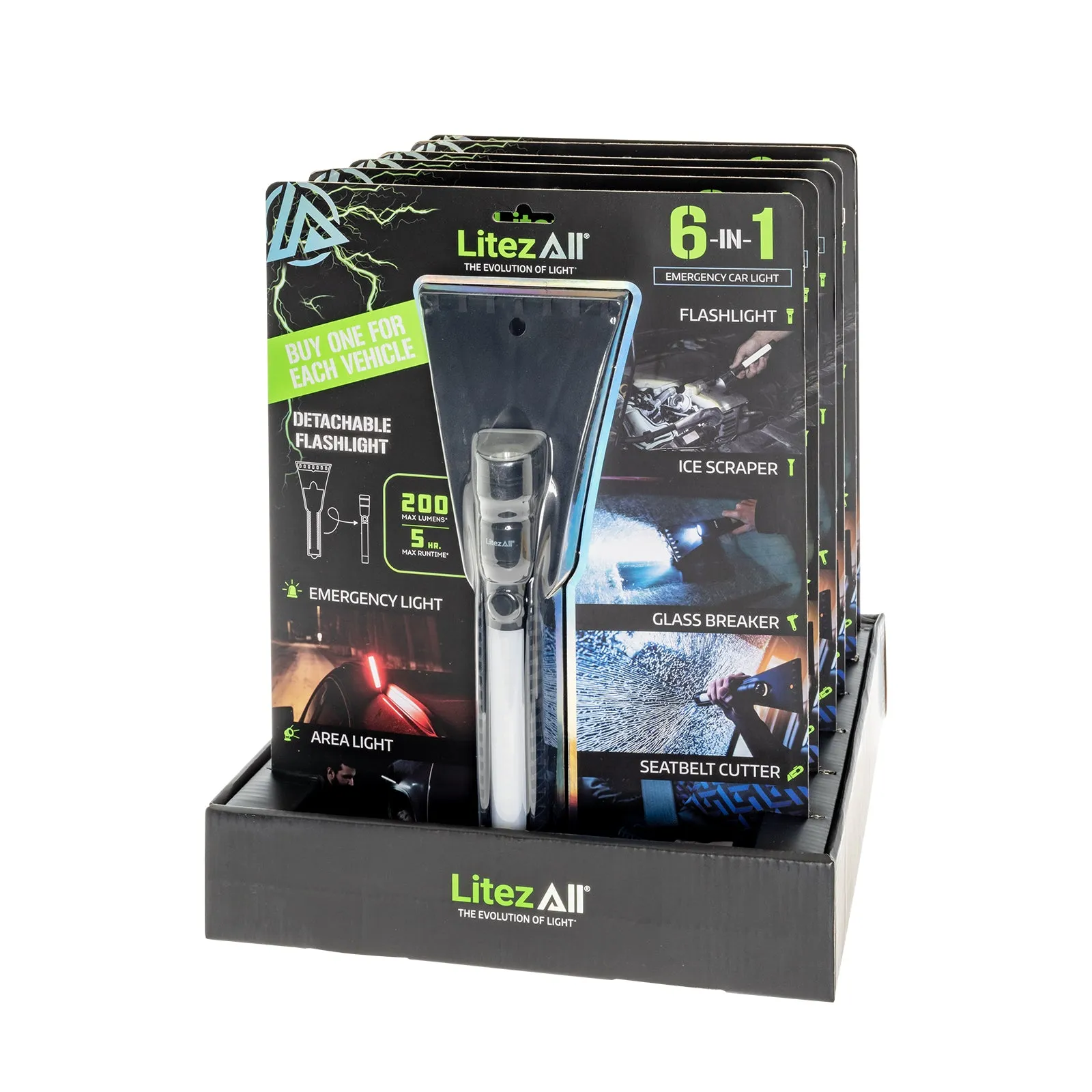 LitezAll Icy Light Ice Scraper with Removable Utility Flashlight