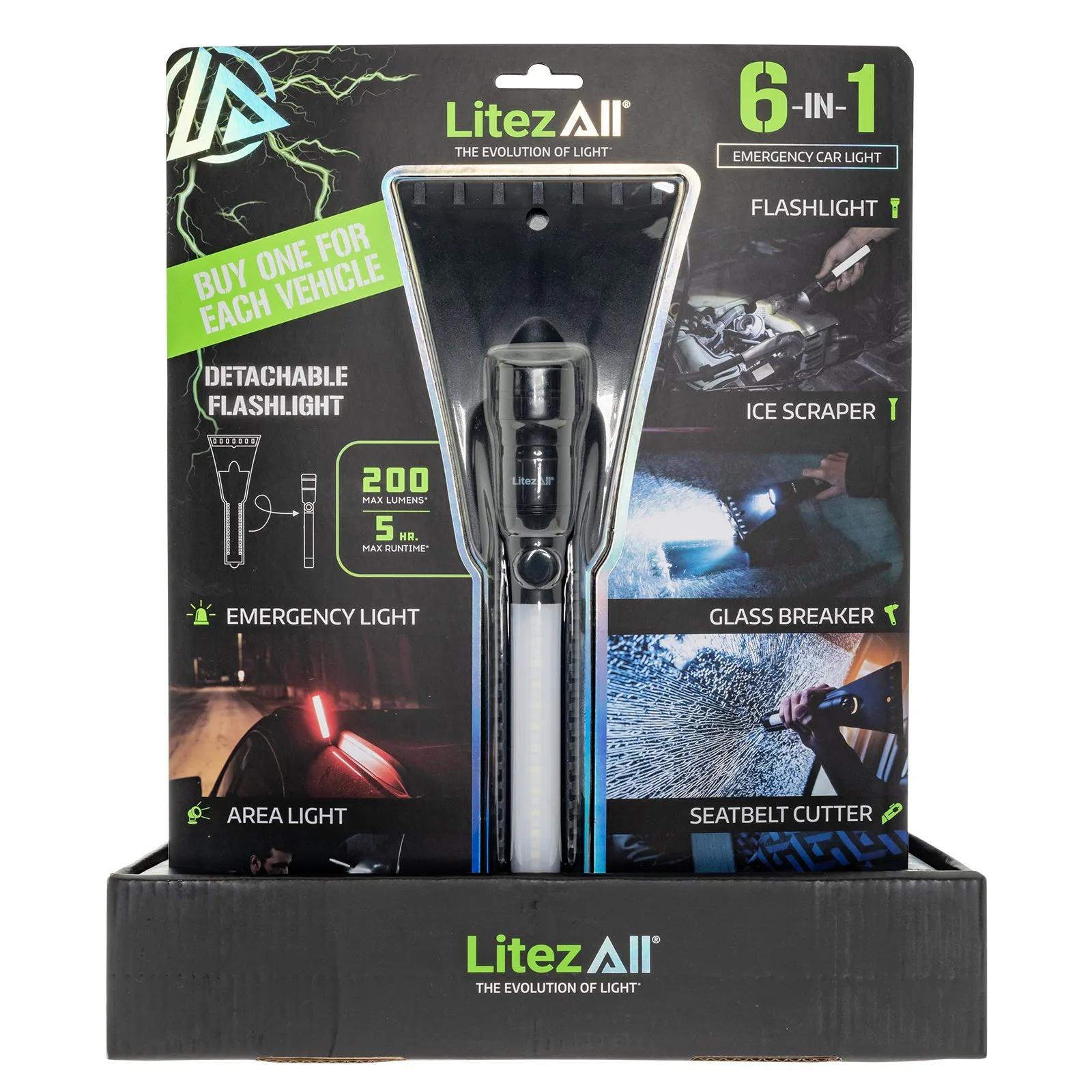 LitezAll Icy Light Ice Scraper with Removable Utility Flashlight