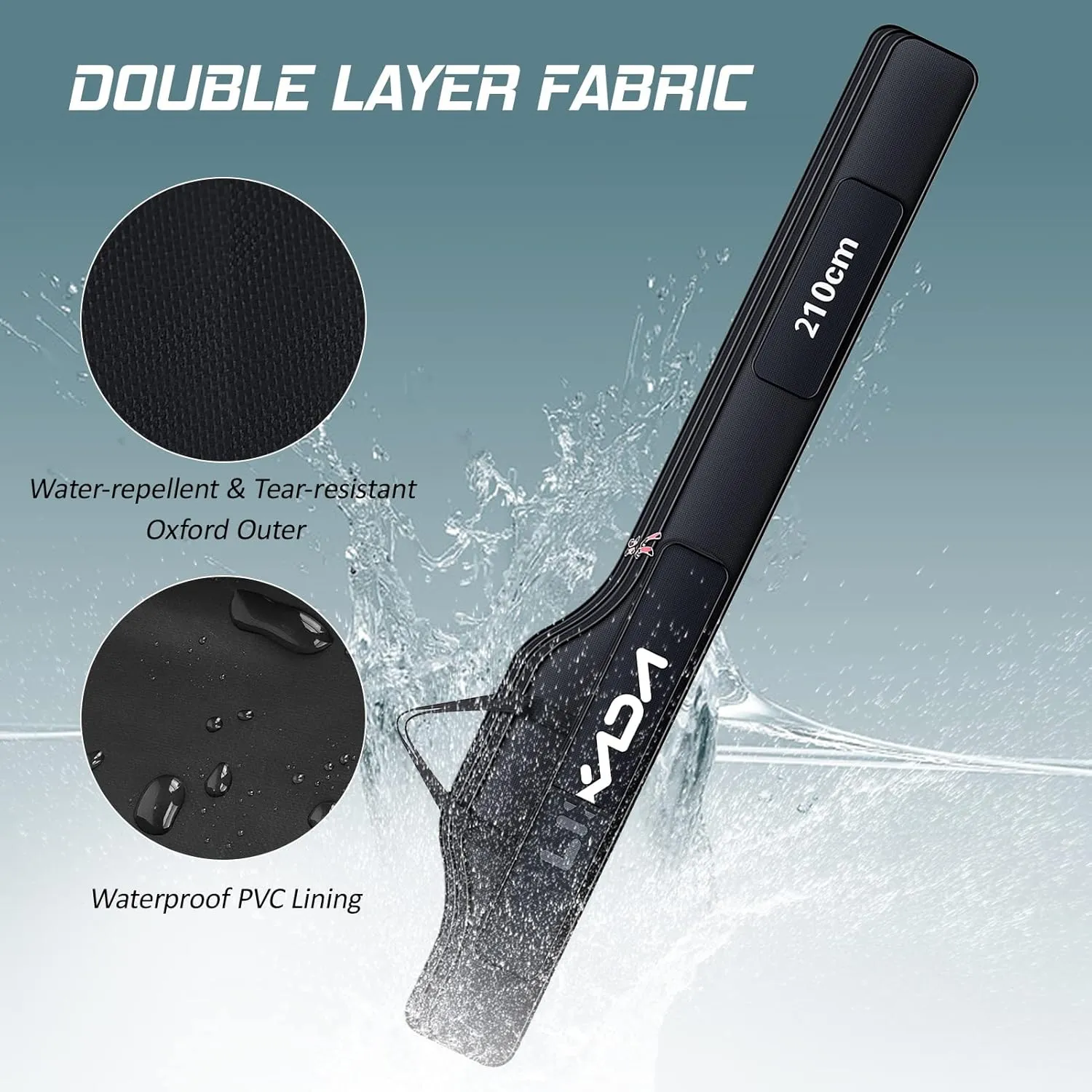 Lixada Fishing Rod Case, Portable Folding Fishing Rod Case Fishing Pole Reel Storage Bag Fishing Gears Organizer