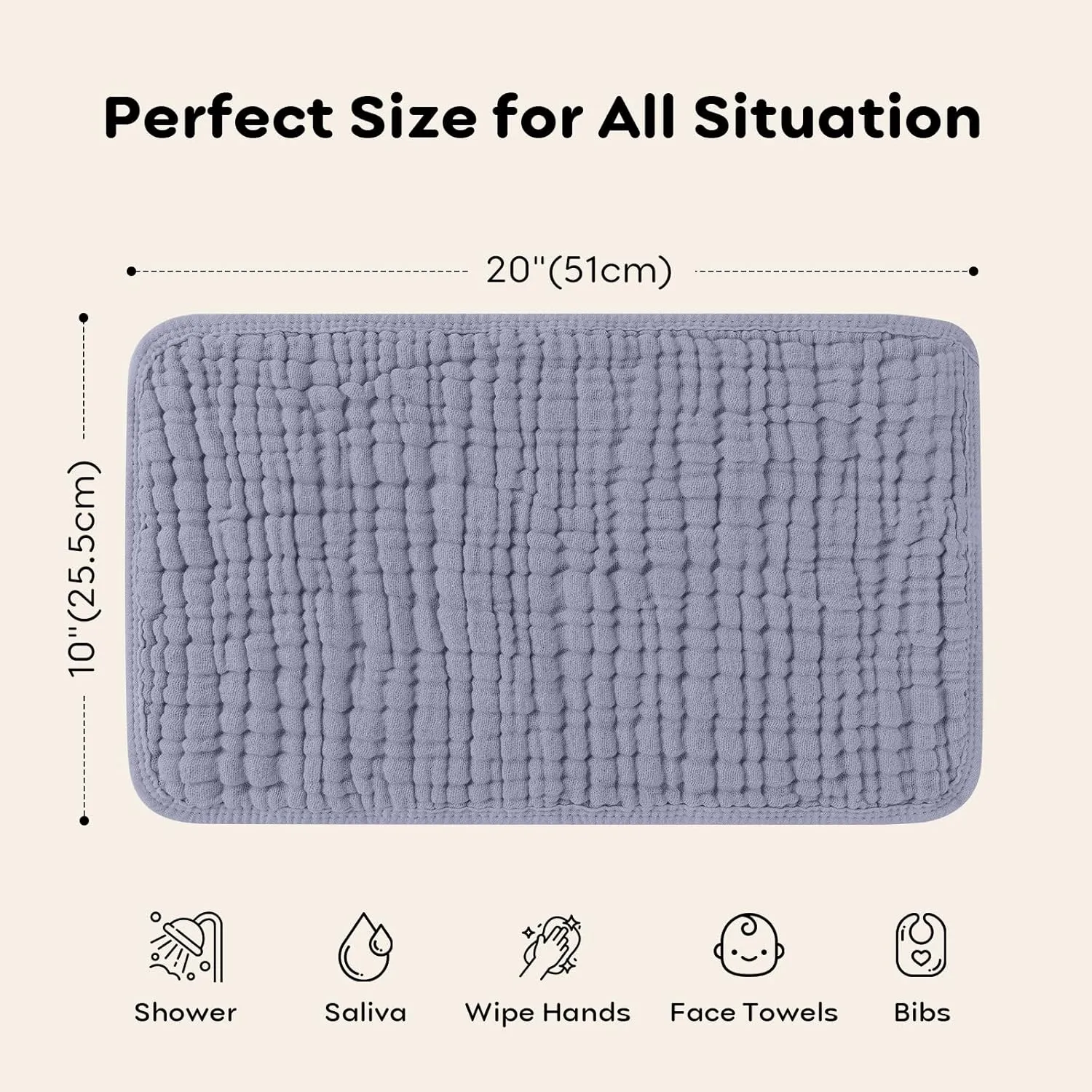 Looxii Muslin Burp Cloths 100% Cotton Muslin Cloths Large 20''x10'' Extra Soft and Absorbent 6 Pack Baby Burping Cloth for Boys and Girls White Gray