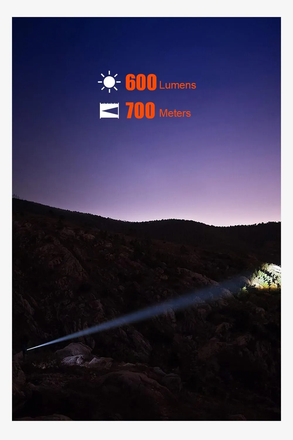 LUMINTOP W2 Flashlight, 700 Meters Super Bright LED COB Red & White Light, High Performance Rechargeable Tactical Flashlight, 7 Modes for Hunting, Camping, Emergency