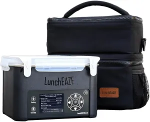 LunchEAZE XL Cordless Heated & Electric Lunch Box – Battery-Powered, 6-Cup Capacity, 220°F, Automatic Scheduled Heating, Insulated Bag for Hot Meals Anywhere