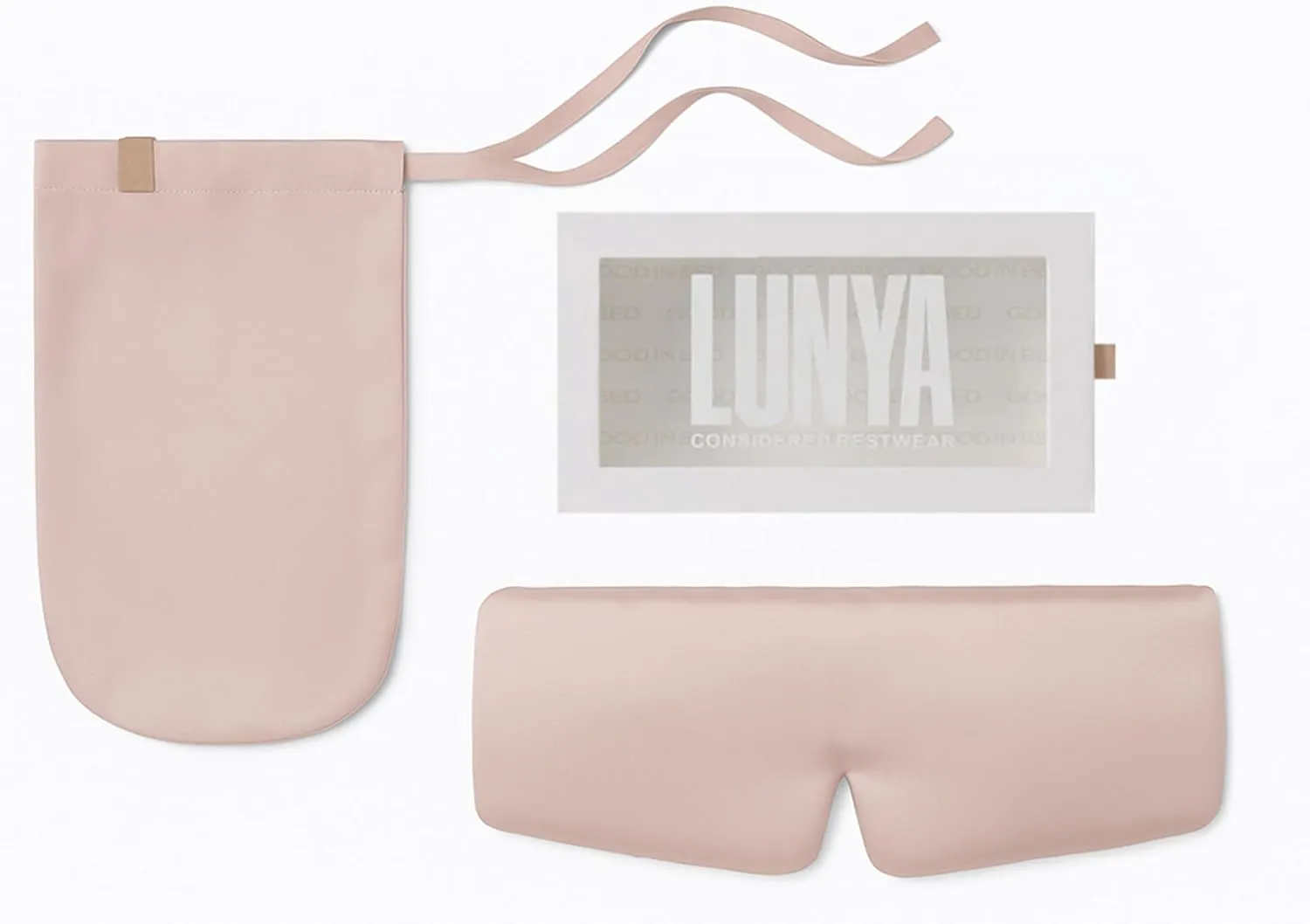 Lunya Sleep Mask with Box - Washable Silk Sleeping Mask and Headband for Beauty Routines - Thermoregulating Comfort - Delicate Pink - Small