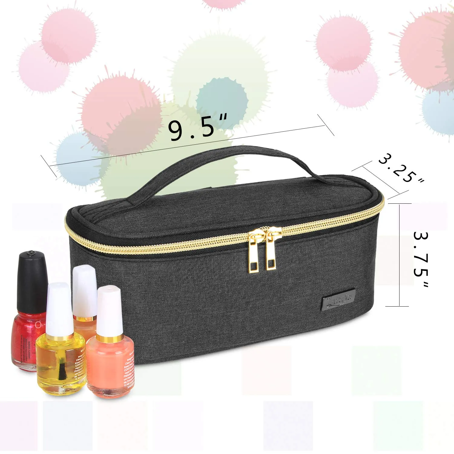 Luxja Nail Polish Organizer - Holds 12 Bottles (15ml - 0.5 fl.oz), Nail Polish Case for Polish and Small Tools, Black