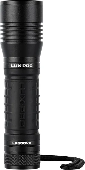 LUXPRO Bright 400 Lumen CREE LED Handheld Flashlight - Features TackGrip and Aircraft-Grade Aluminum - Pocket-Sized Camping Accessories with Wrist Lanyard - Batteries Included