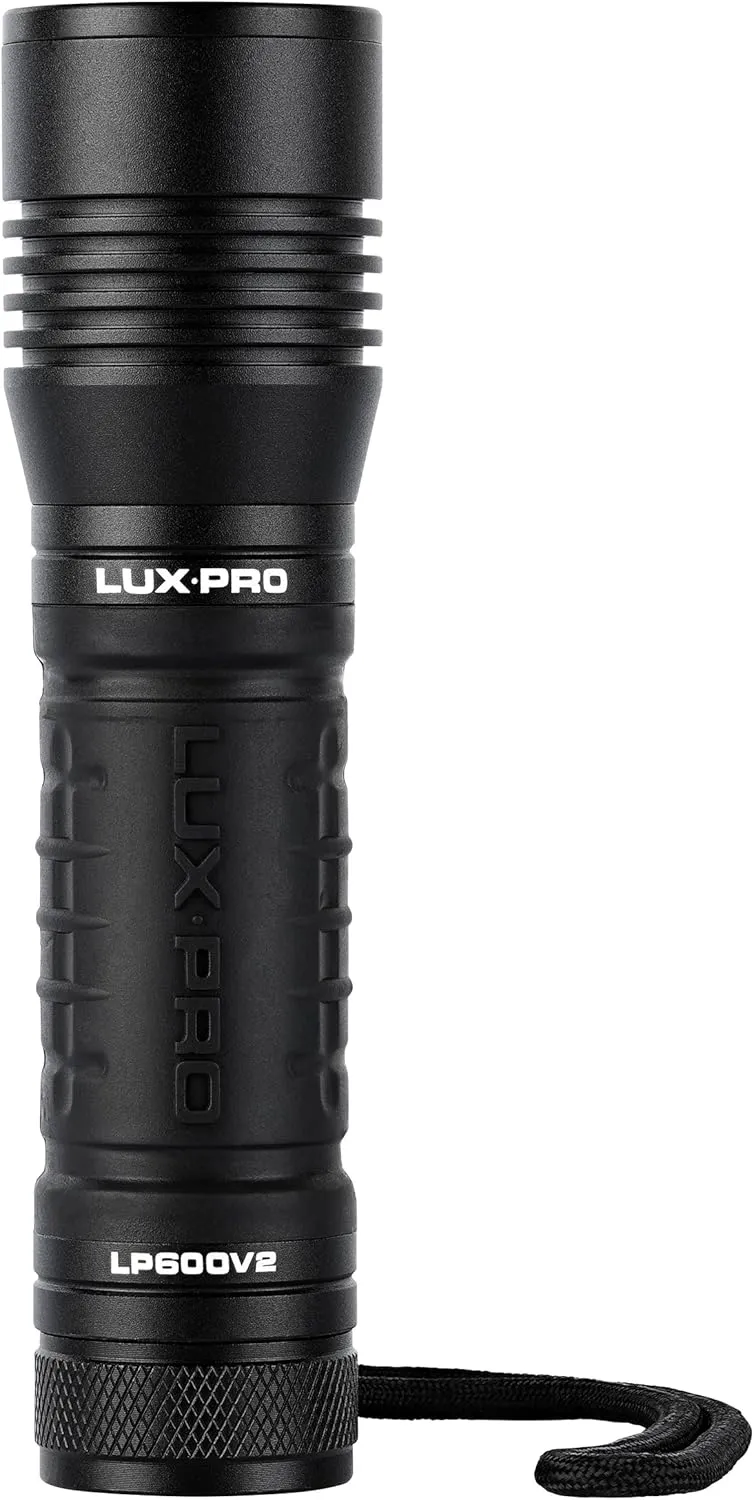 LUXPRO Bright 400 Lumen CREE LED Handheld Flashlight - Features TackGrip and Aircraft-Grade Aluminum - Pocket-Sized Camping Accessories with Wrist Lanyard - Batteries Included