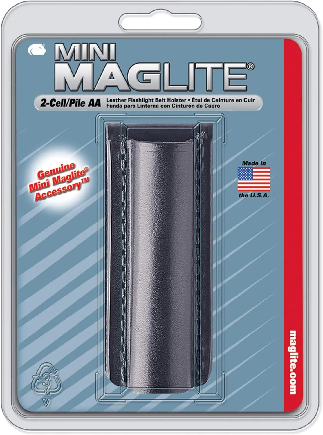 Maglite Black Plain Leather Holster for AA Cell Mini Flashlights