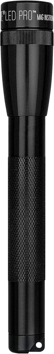 MagLite Mini LED PRO Flashlight - Ultra Bright 332 Lumens, Adjustable Beam, Water-Resistant IPX4, Shock Resistant, 2 Power Modes, Includes 2 AA Premium Alkaline Batteries - (Holster Pack, Black)